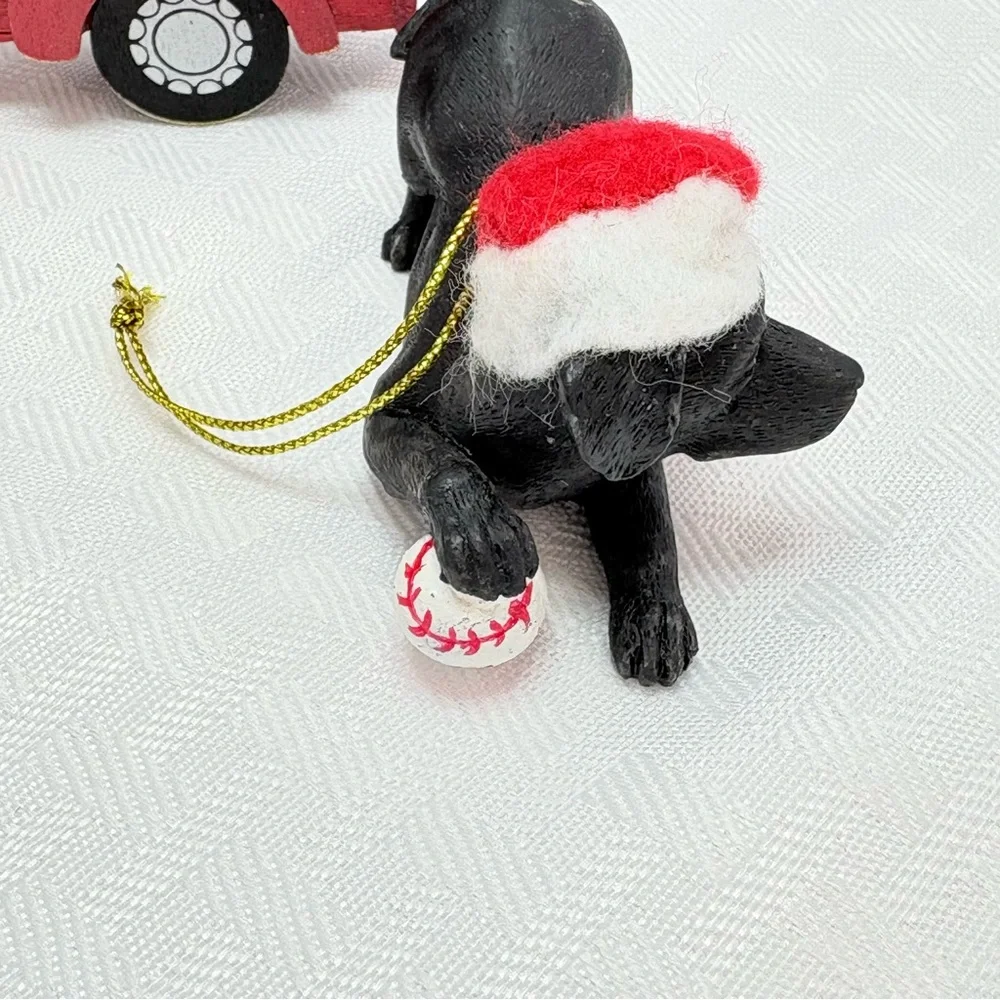 6 for$20❤️bundle item! Festive Dog Figurines with Red Truck Christmas Ornaments